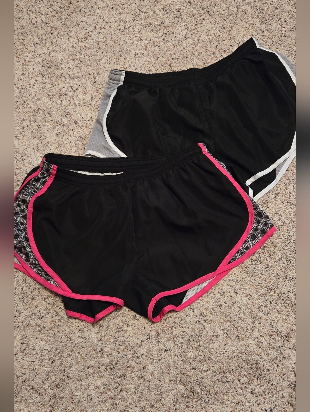 Soffe Black Gray Athletic Shorts Pink And Black Lined Low Rise 2 Pair M